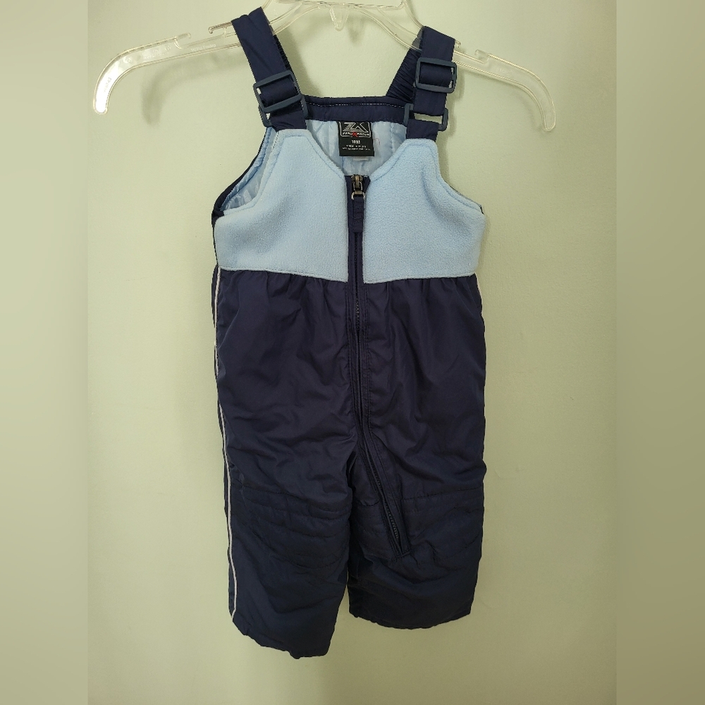 Toddler Infant 18 Month Blue One Piece Full Zip Snow Suit Bib Wint